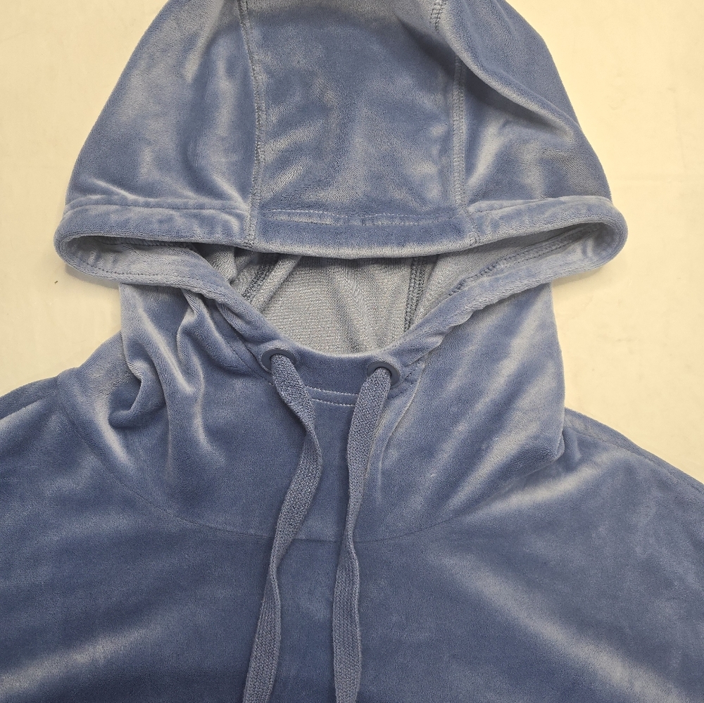 Offline by Aerie Velour Hoodie Blue Cropped Long Sleeve Relaxed Fit Athleisure M - Picture 7 of 12
